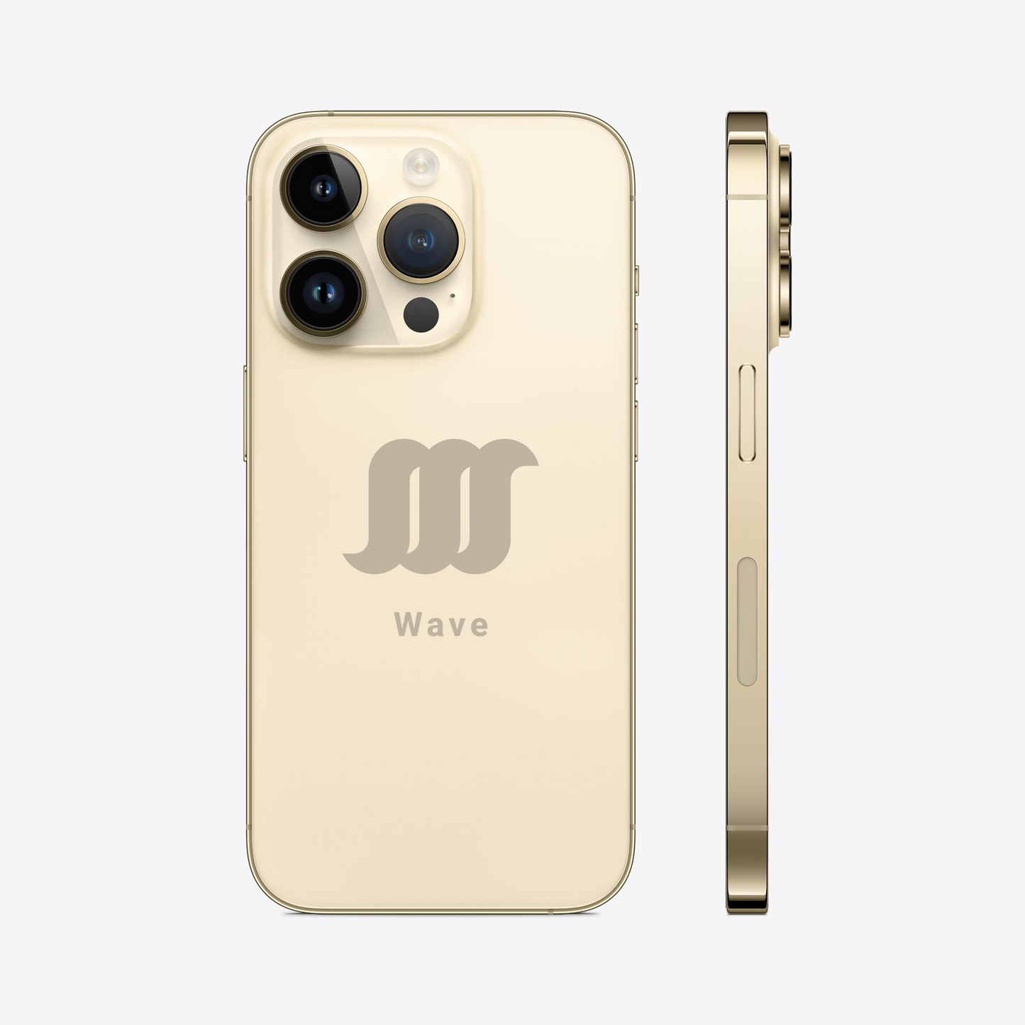 Back and side-profile of gold WavePro. 