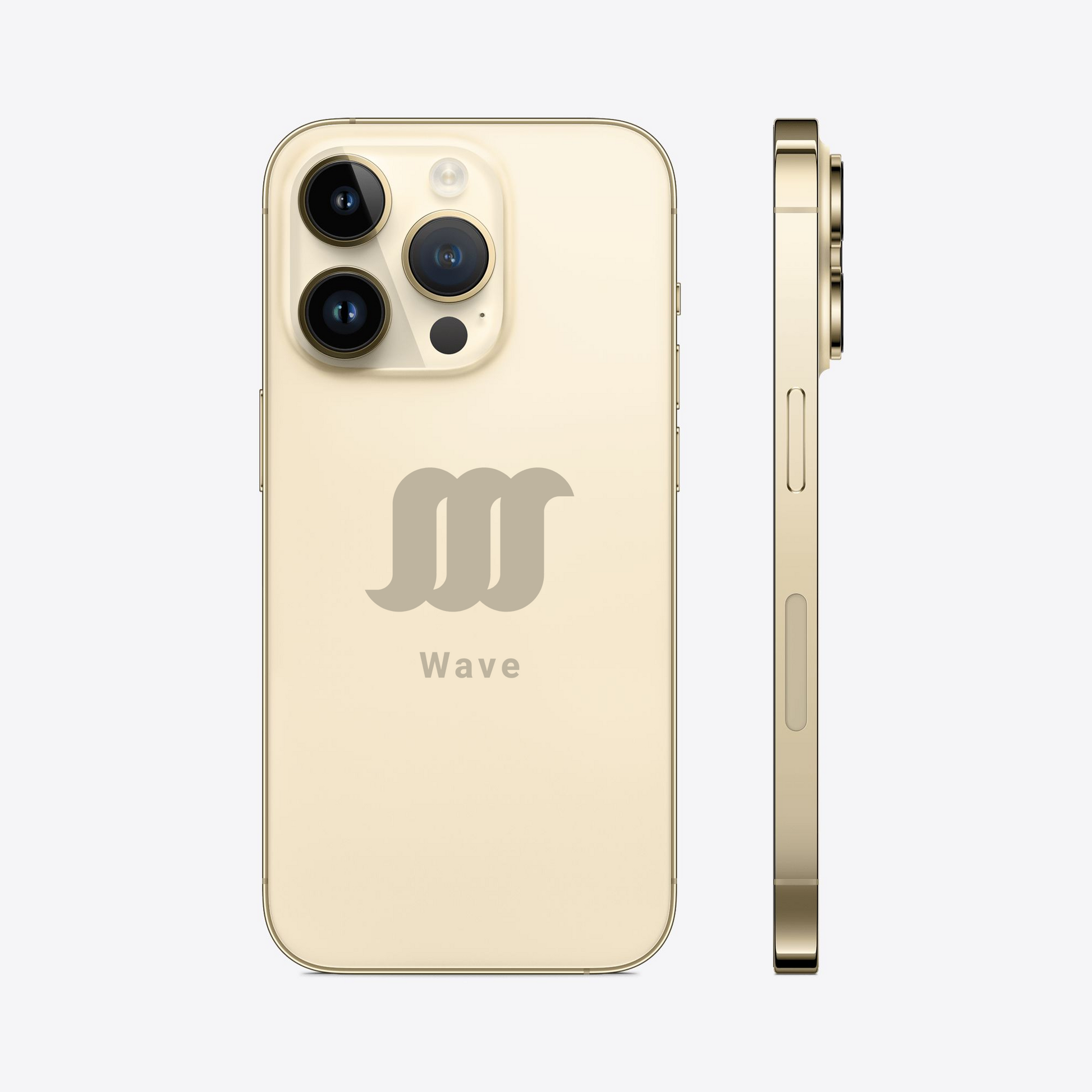 Back and side-profile of gold WavePro. 