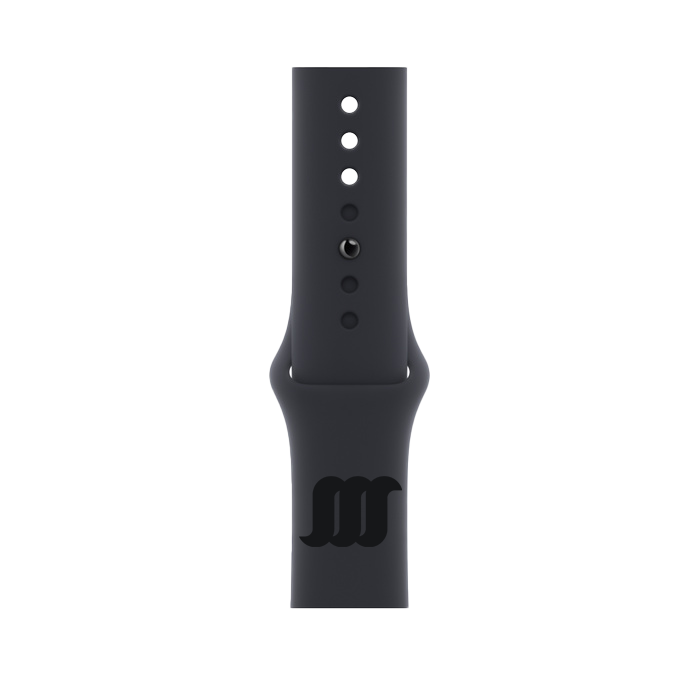 Close-up shot of band on black WaveWatch. 