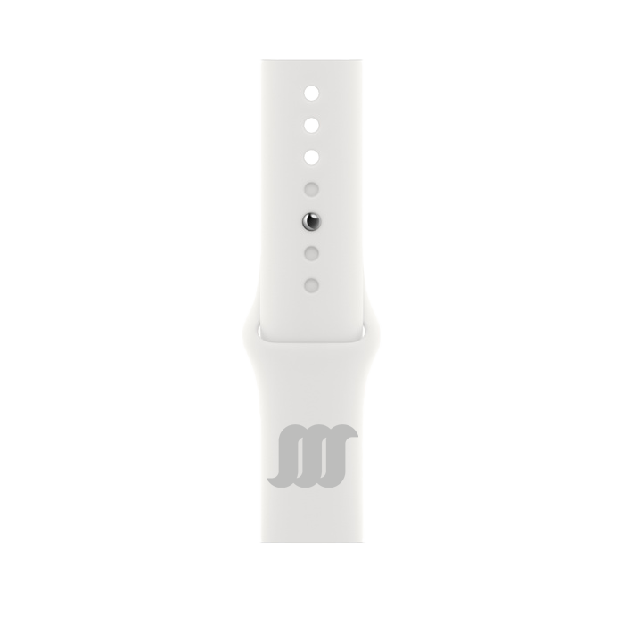 Close-up shot of band on white WaveWatch. 